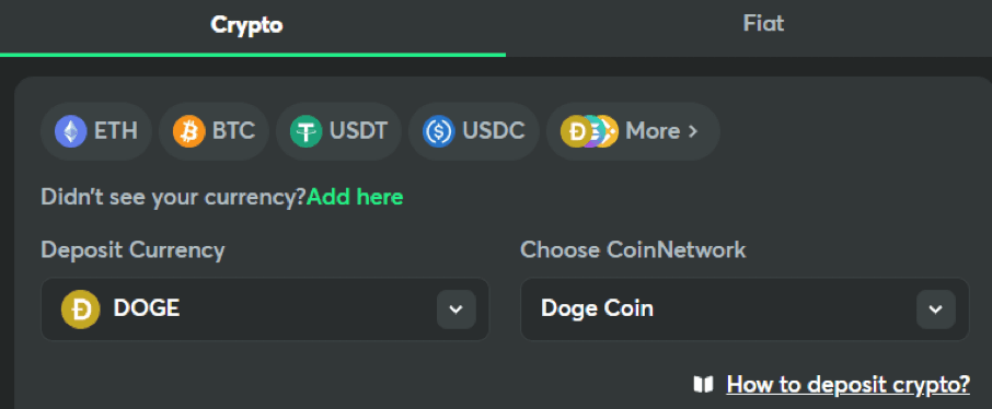 Innskudd med kryptovaluta fra egen lommebok
