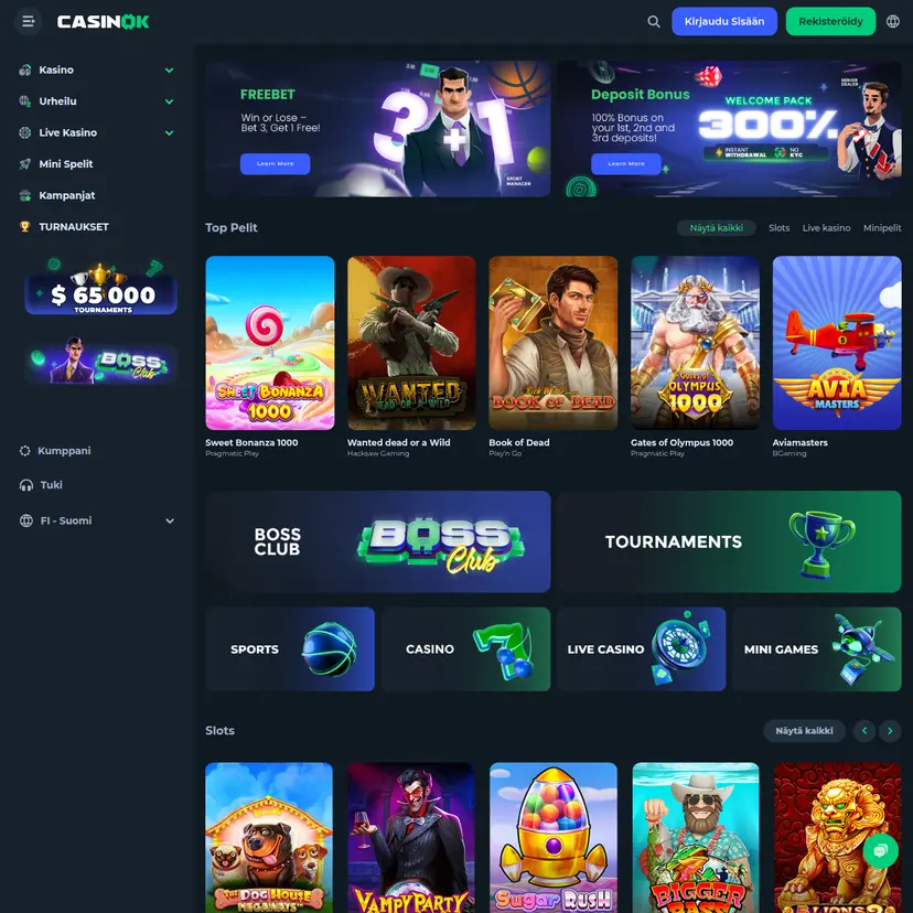 Casinok startside og design