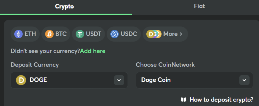 Innskudd med kryptovaluta fra egen lommebok